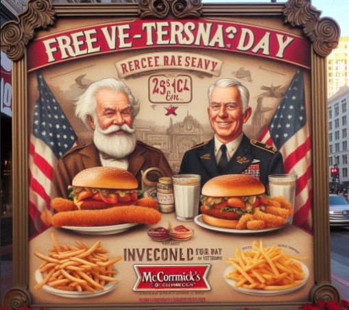 Mccormick and Schmick’s Free Meal on Veterans Day 2024